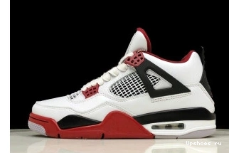 308497-160 Black White Air Jordan 4 Fire Red Men 0723